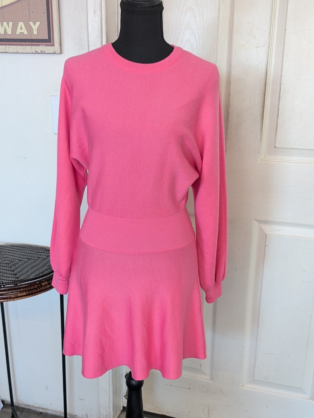 Alice and Olivia Murray Balloon Sleeve Mini Dress In Pink Women XS Wool Blend